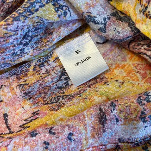 Jane and Delancey 3XL Shirt Top Womens Floral Print Pintuck Flowy Tunic Boho EUC - Picture 6 of 9